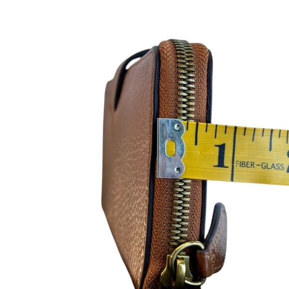 Polo Ralph Lauren Vintage Leather Zip Around Wallet Brass Twist Lock - Picture 11 of 11